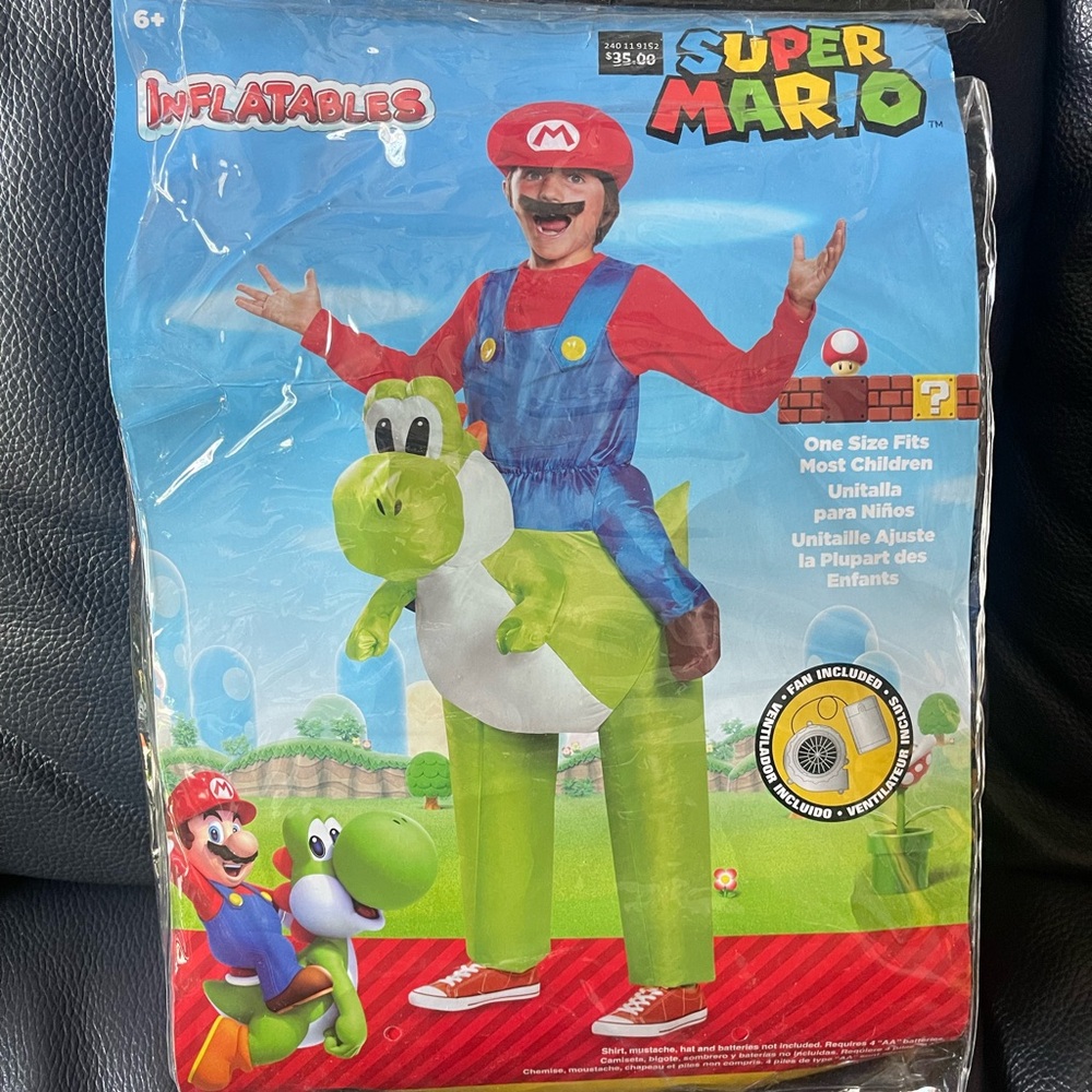 Inflatable Mario riding on Yoshi Costume